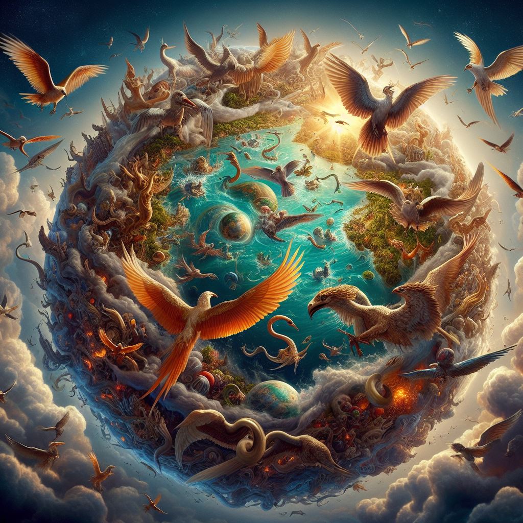Ark.au Illustrated Bible - Genesis 1:22 - And God gave them his blessing, saying, Be fertile and have increase, making all the waters of the seas full, and let the birds be increased in the earth.