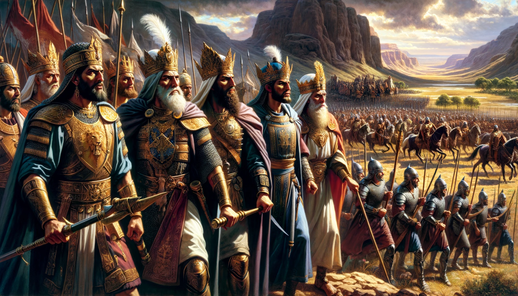 Ark.au Illustrated Bible - Genesis 14:8 - And there went out the king of Sodom, and the king of Gomorrah, and the king of Admah, and the king of Zeboiim, and the king of Bela, (the same is Zoar;) and they joined battle with them in the vale of Siddim;