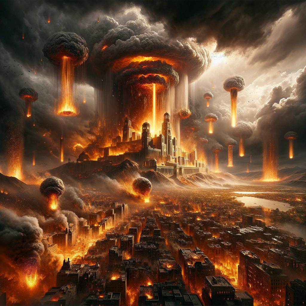 Ark.au Illustrated Bible - Genesis 19:24 - Then Yahweh rained on Sodom and on Gomorrah sulfur and fire from Yahweh out of the sky.