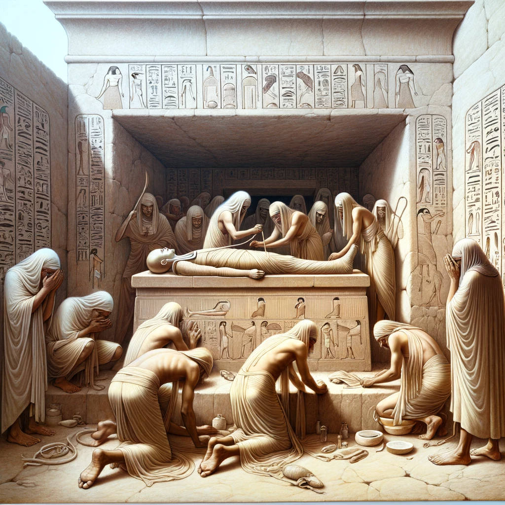 Ark.au Illustrated Bible - Genesis 50:3 - Forty days were fulfilled for him, for that is how many the days it takes to embalm. The Egyptians wept for him for seventy days.