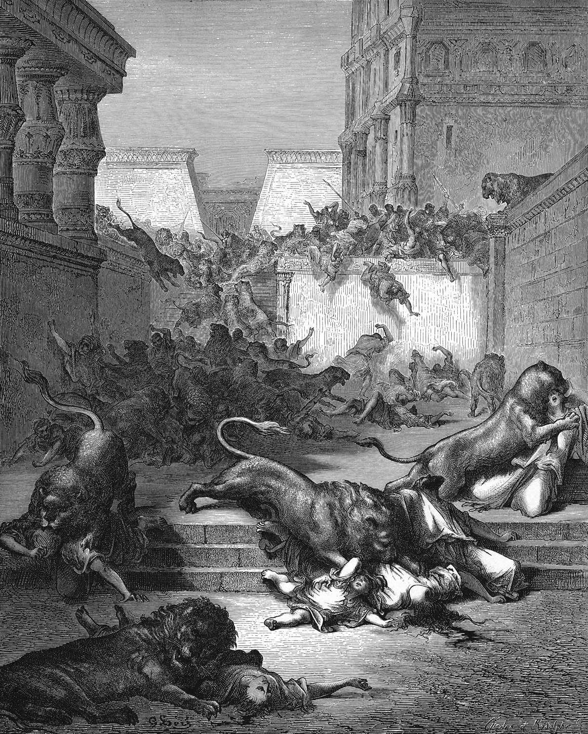 Ark.au Illustrated Bible - 2 Kings 17:25 - So it was, at the beginning of their dwelling there, that they didn't fear Yahweh: therefore Yahweh sent lions among them, which killed some of them.