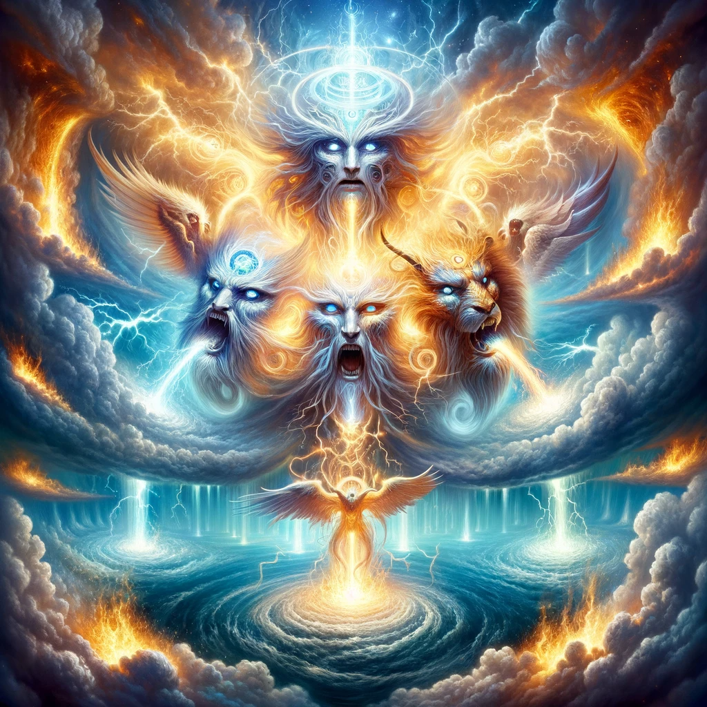 Ark.au Illustrated Bible - Ezekiel 1:10 - As for the likeness of their faces, they had the face of a man; and they four had the face of a lion on the right side; and they four had the face of an ox on the left side; they four had also the face of an eagle.