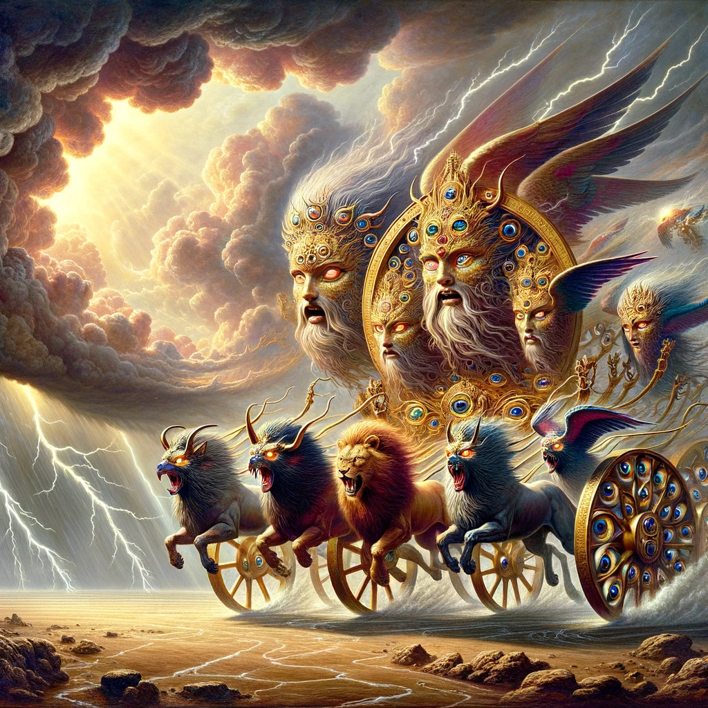 Ark.au Illustrated Bible - Ezekiel 1:18 - As for their rims, they were high and dreadful; and they four had their rims full of eyes round about.