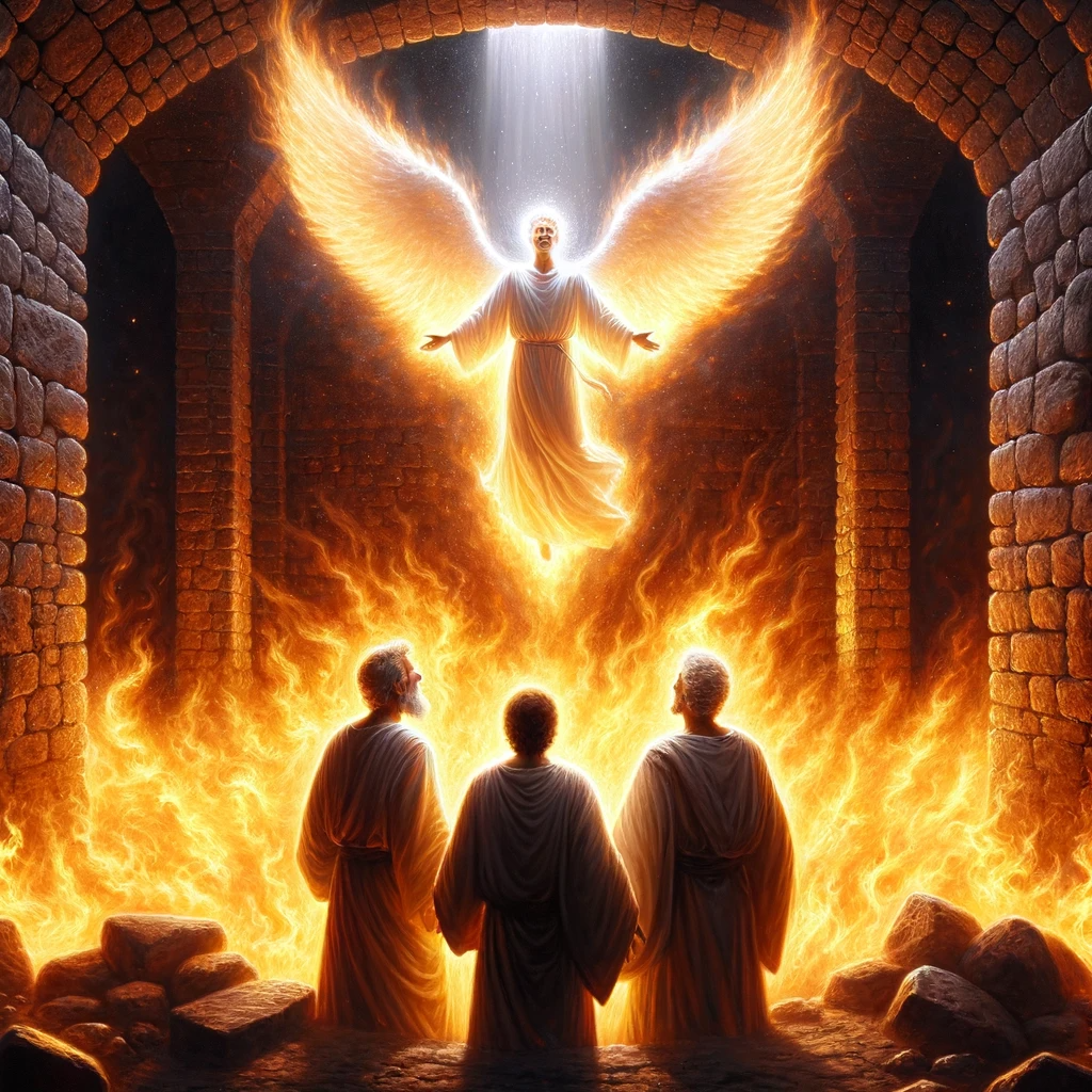 Ark.au Illustrated Bible - Daniel 3:25 - He answered and said, Lo, I see four men loose, walking in the midst of the fire, and they have no hurt: and the form of the fourth is like the son of God.