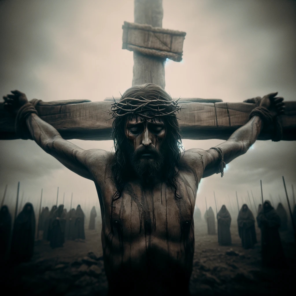 Ark.au Illustrated Bible - Matthew 27:38 - Then there were two robbers crucified with him, one on his right hand and one on the left.