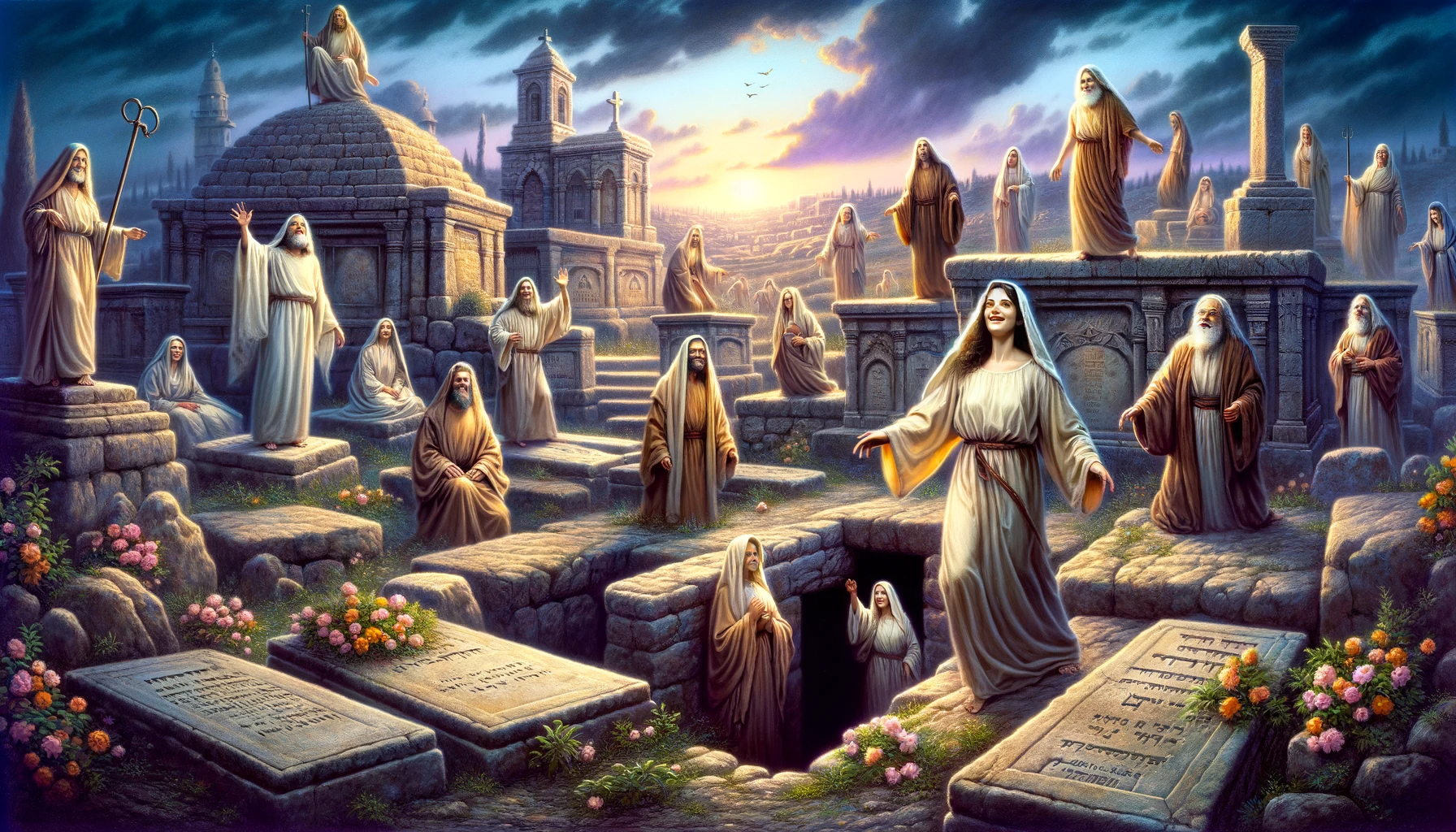 Ark.au Illustrated Bible - Matthew 27:53 - and coming out of the tombs after his resurrection, they entered into the holy city and appeared to many.