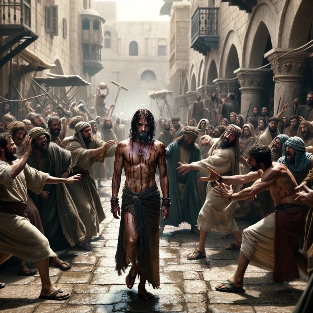 Ark.au Illustrated Bible - Luke 23:25 - He released him who had been thrown into prison for insurrection and murder, for whom they asked, but he delivered Jesus up to their will.