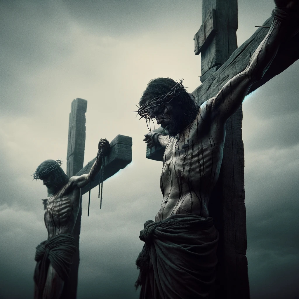 Ark.au Illustrated Bible - Luke 23:33 - When they came to the place that is called The Skull, they crucified him there with the criminals, one on the right and the other on the left.