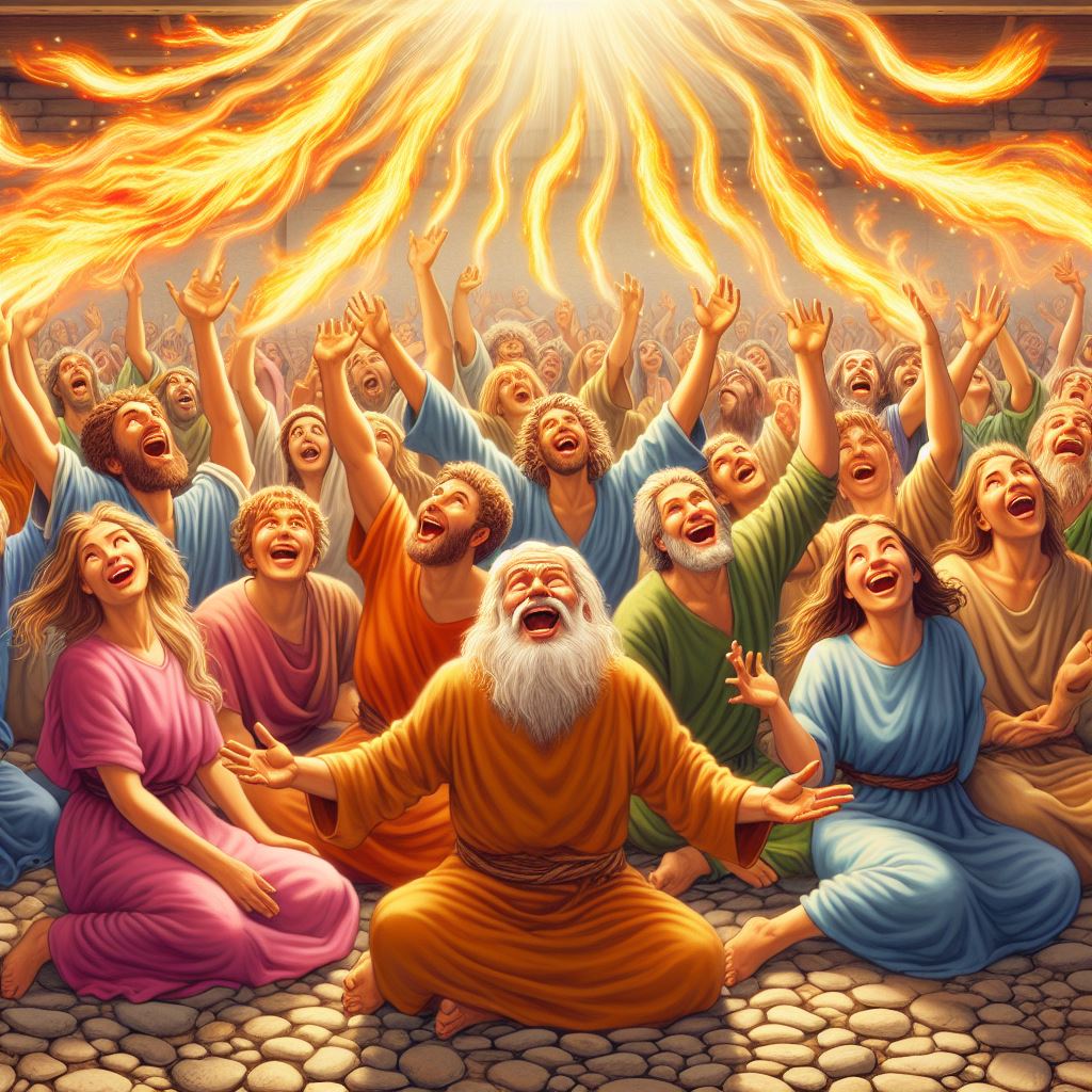 Ark.au Illustrated Bible - Acts 2:3 - Tongues like fire appeared and were distributed to them, and one sat on each of them.