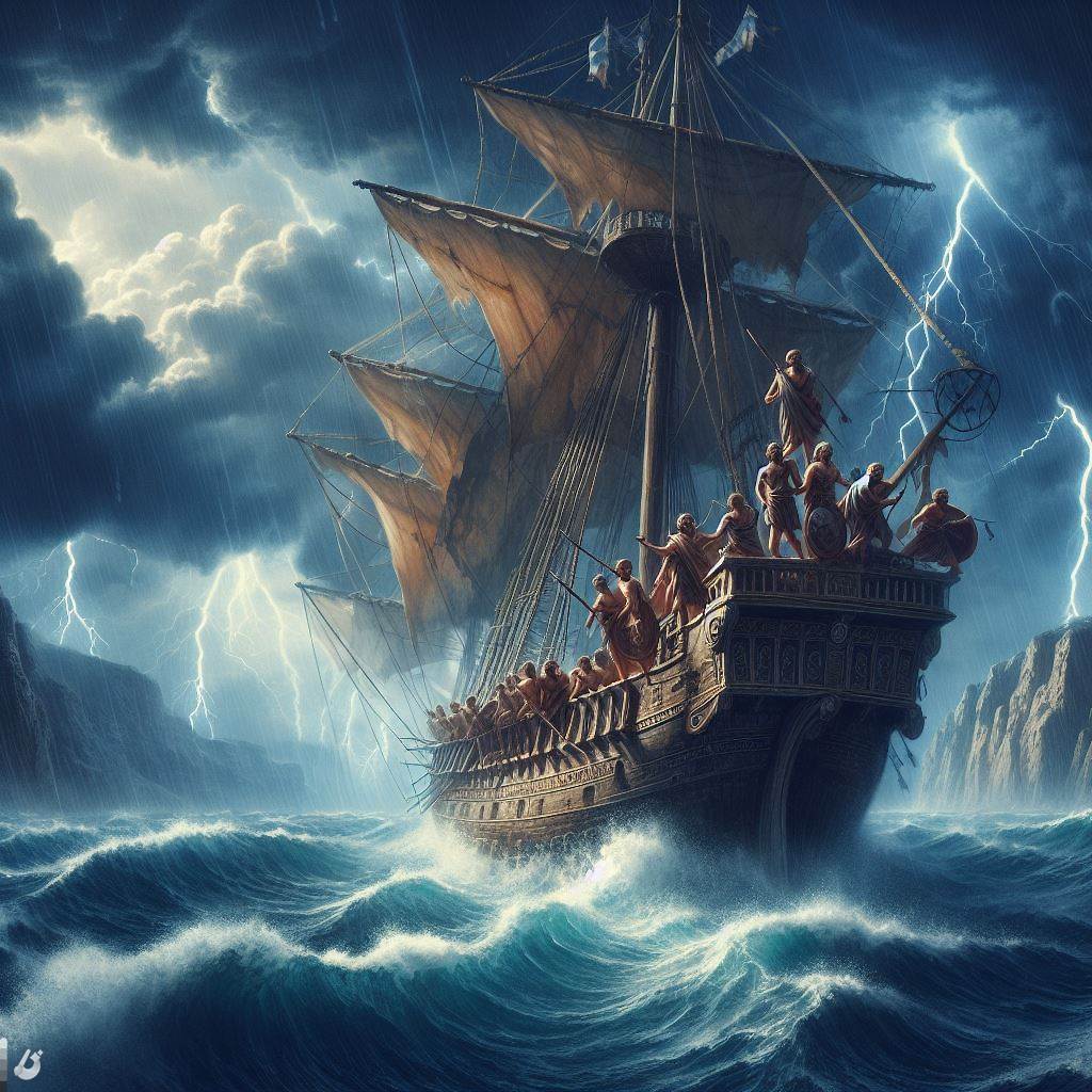 Ark.au Illustrated Bible - Acts 27:14 - But before long, a tempestuous wind beat down from shore, which is called Euroclydon.{Or, 