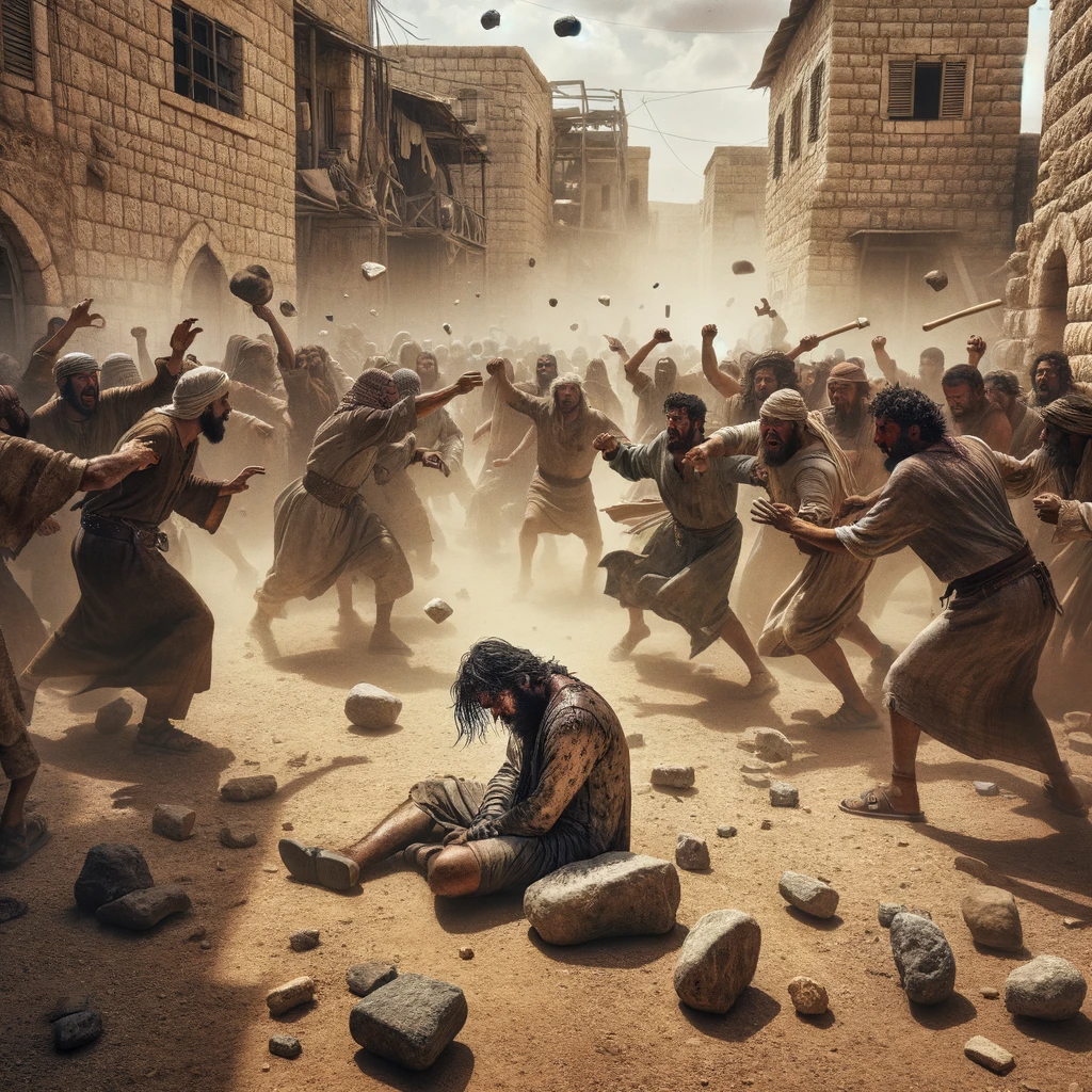 Ark.au Illustrated Bible - Acts 7:59 - They stoned Stephen as he called out, saying, 