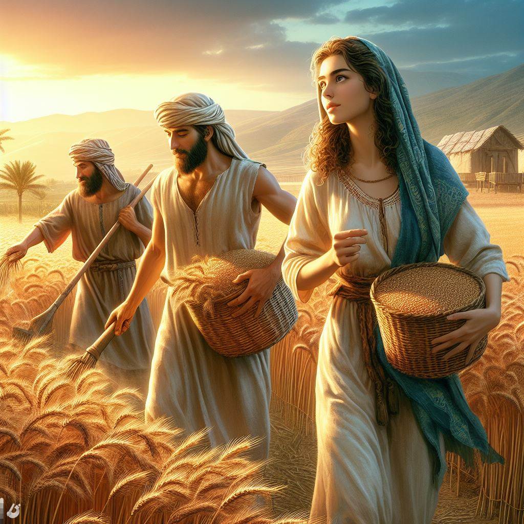 Ark.au Illustrated Bible - Ruth 2:3 - And she went; and she came and gleaned in the fields after the reapers; and she chanced to light on an allotment of Boaz, who was of the family of Elimelech.